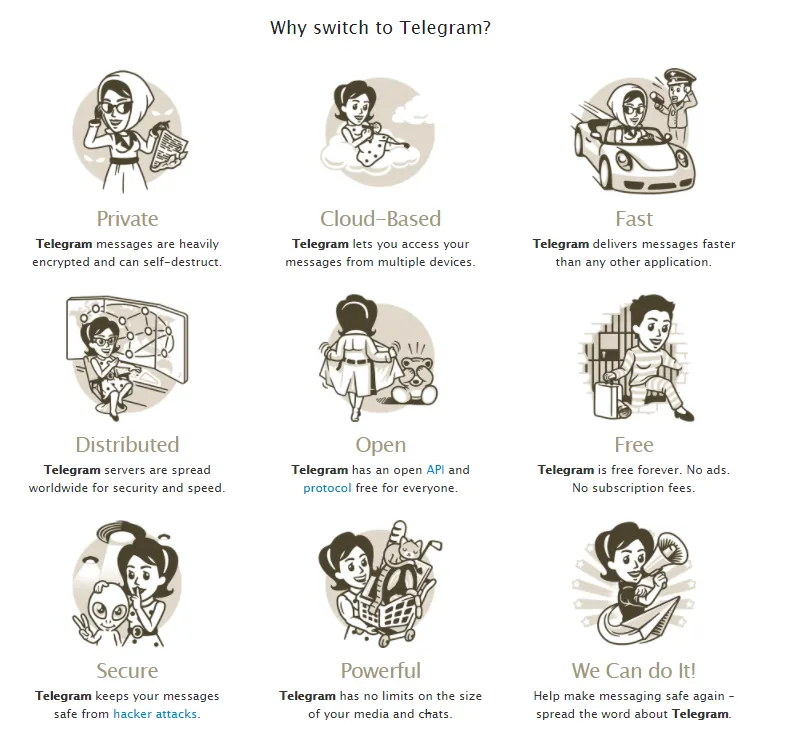 Возможности раннего Telegram
